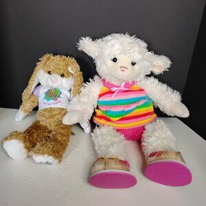 Build A Bear Vanilla Swirl Lamb Retired & Bunny Girl Scout Join the Fun